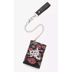 Hot Topic NWT Naruto Shippuden Akatsuki Trifold Wallet Detachable Chain Anime